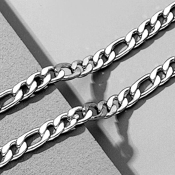 STAINLESS STEEL FIGARO CHAIN LINK NECKLACE - Picture 5 of 16